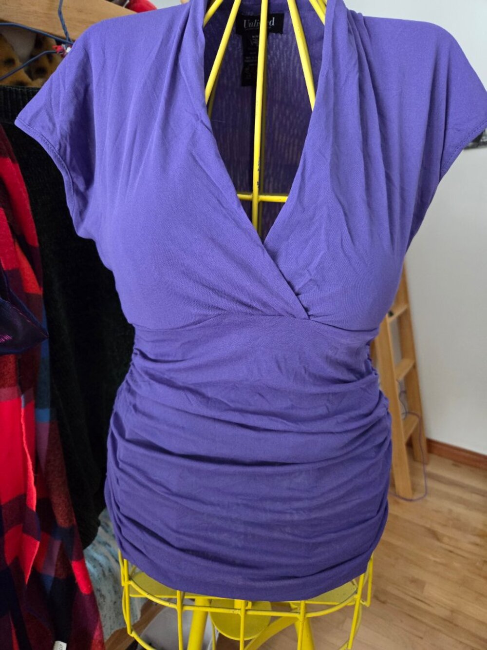 UNLISTED neon purple ruched top sleeveless size medium M